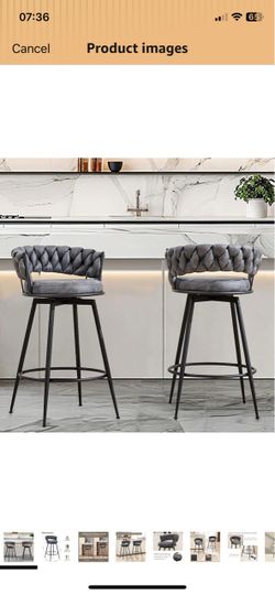 28 '' 360° Swivel Barstools Counter Bar Stools Set of 2. Grey
