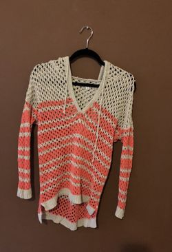 Sweater with hoodie pink and tan size medium