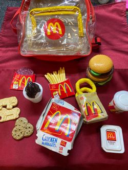 Vintage 2001 McDonald’s CDI Play Food Set & Clear Backpack Toy Lot