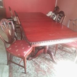Antique Mahogany Claw Feet Table And Chairs   