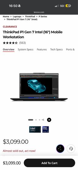 Lenovo ThinkPad P1 Gen 7 16” Mobile Workstation – Brand New