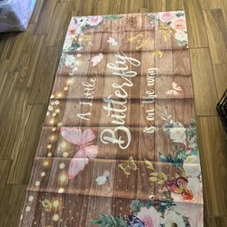 Babyshower Butterfly Rustic Backdrop 