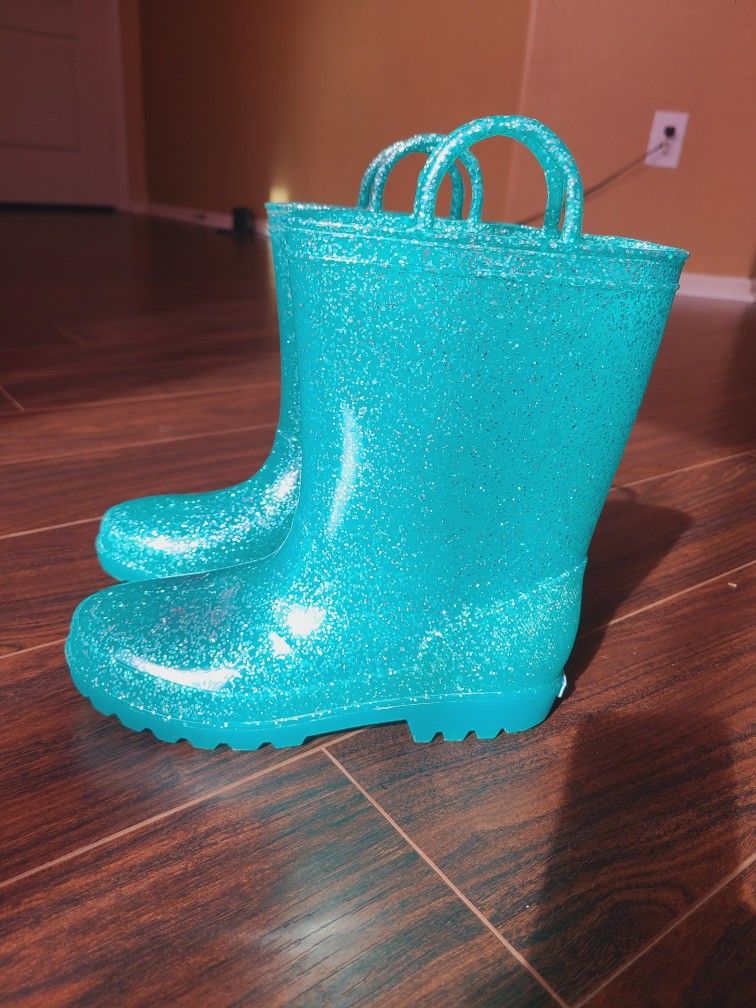 Girls Glitter Rain Boots Size 3