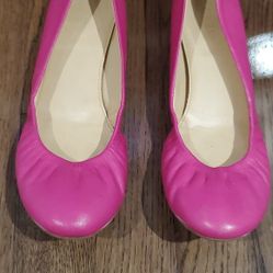 J.Crew Pink Leather round toe Ballet Flats made in Italy size 6.5 