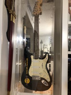 ACDC Angus Young Signed Electric Guitar Squier Hard Rock Cafe Autograph Beckett