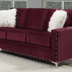 Emma mason plum velvet couch and loveseat with pillows 