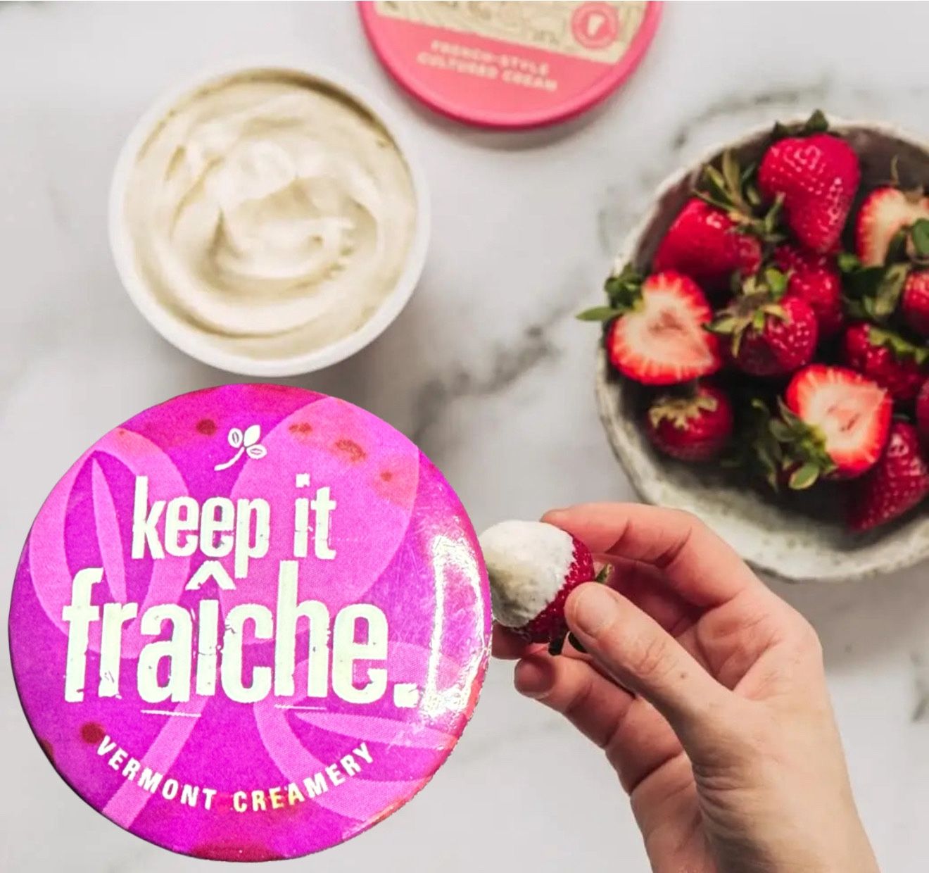 Vintage 2010s Vermont Creamery Keep It Fraîche Promo Button, 1.5”