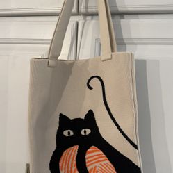 Cat Handmade knit bag