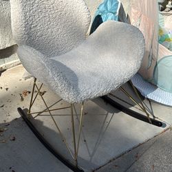 Boucle Rocking Chair with gold metal legs Modern