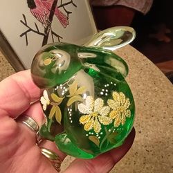 Emerald Green Fenton Bunny