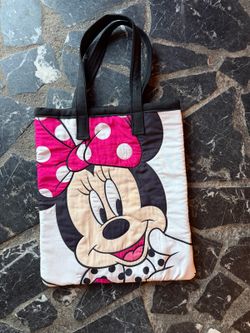 Disney Minnie Mouse Quilted Tote with Polka Dot Bow Design