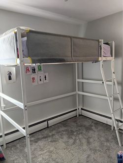 Loft bed frame, dark gray, Twin.
