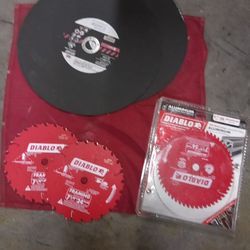 2 -14" Steel Cutting Blades ,2 Diablo Wood Cutting Blades (7 1/4,And 1 Aluminum 71/4 Blade