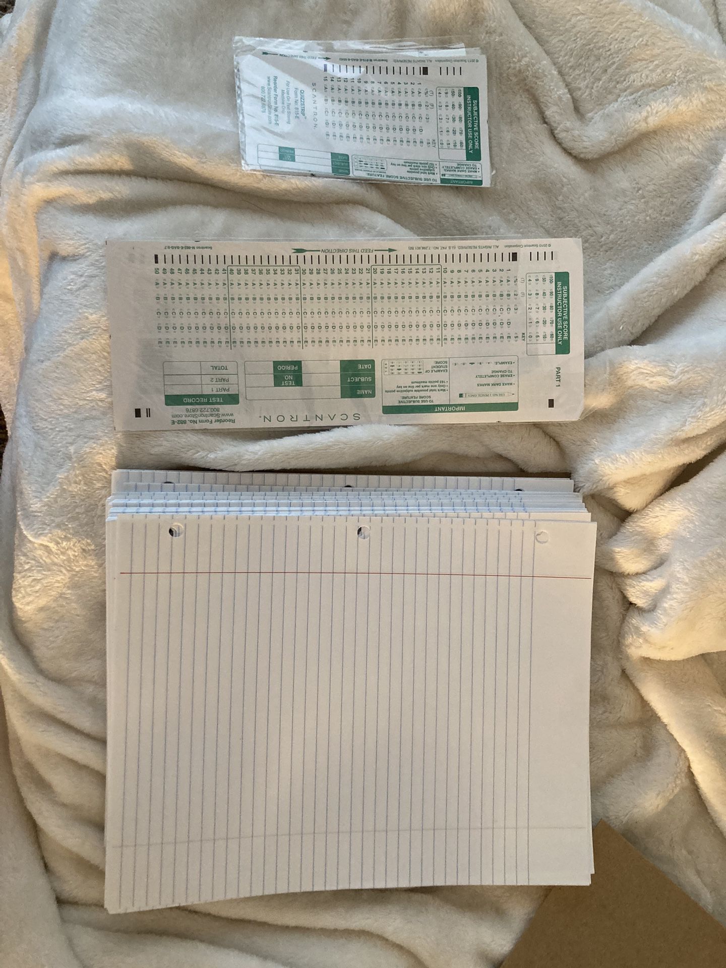 Free Lined Paper And Scantrons