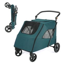 Dog Stroller for Medium Large Dogs - Wedyvko Foldable 4 Wheels Pet Stroller with Adjustable Handle for Small to Large Dogs 