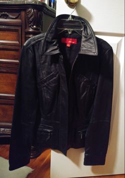 New Black real leather women jacket size small