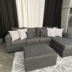 Brand New Dark Grey Couch Free Delivery Free Ottoman 