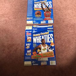 Michael Jordan Honey Frosted Wheaties collectible boxes. Flattened. Lot of two.
