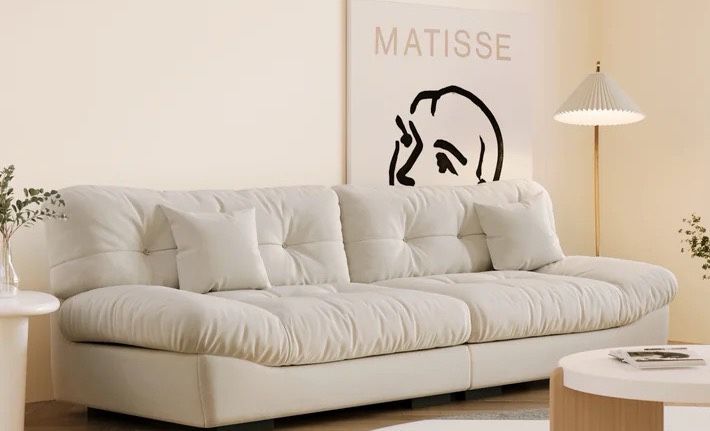 Modern Cream Tufted Sofa