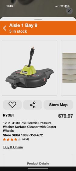 RYOBI 12 in. 3100 PSI Electric Pressure Washer Surface Cleaner – Open Box