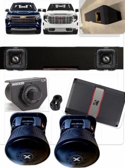 GMC SIERRA CHEVY SILVERADO CREW CABS FULL BASS PACKAGE KICKER SOLO X 8” PORTED BOX INSTALLED