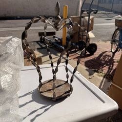 Pair of Vintage Raw Iron Architectural Crowns | Wrought Iron Finials | Decor