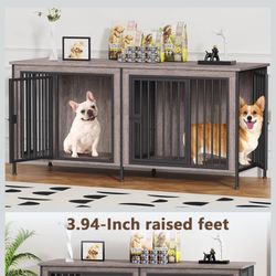 Brand new 2 dog furniture crate decorative table top dog crate with 4” legs 