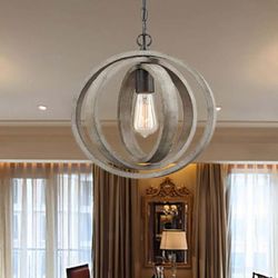 1Light hanging pendant light farmhouse Gray wood