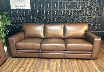 Delivery Available Prospera brown Leather sofa couch retails 2700