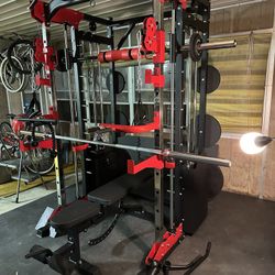 Smith Machine 200 | Adjustable Bench | 245lb Cast Iron Olympic Weights | 7ft Olympic Bar | Fitness | Gym Equipment | FREE DELIVERY/INSTALLATION 🚚 🛠️