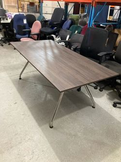 72"W Rectangular Conference Table – Espresso Top & Chrome Base | $750