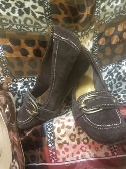 Wedge comfy brown shoes size 10