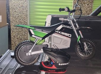 Kids dirt bike and helmet