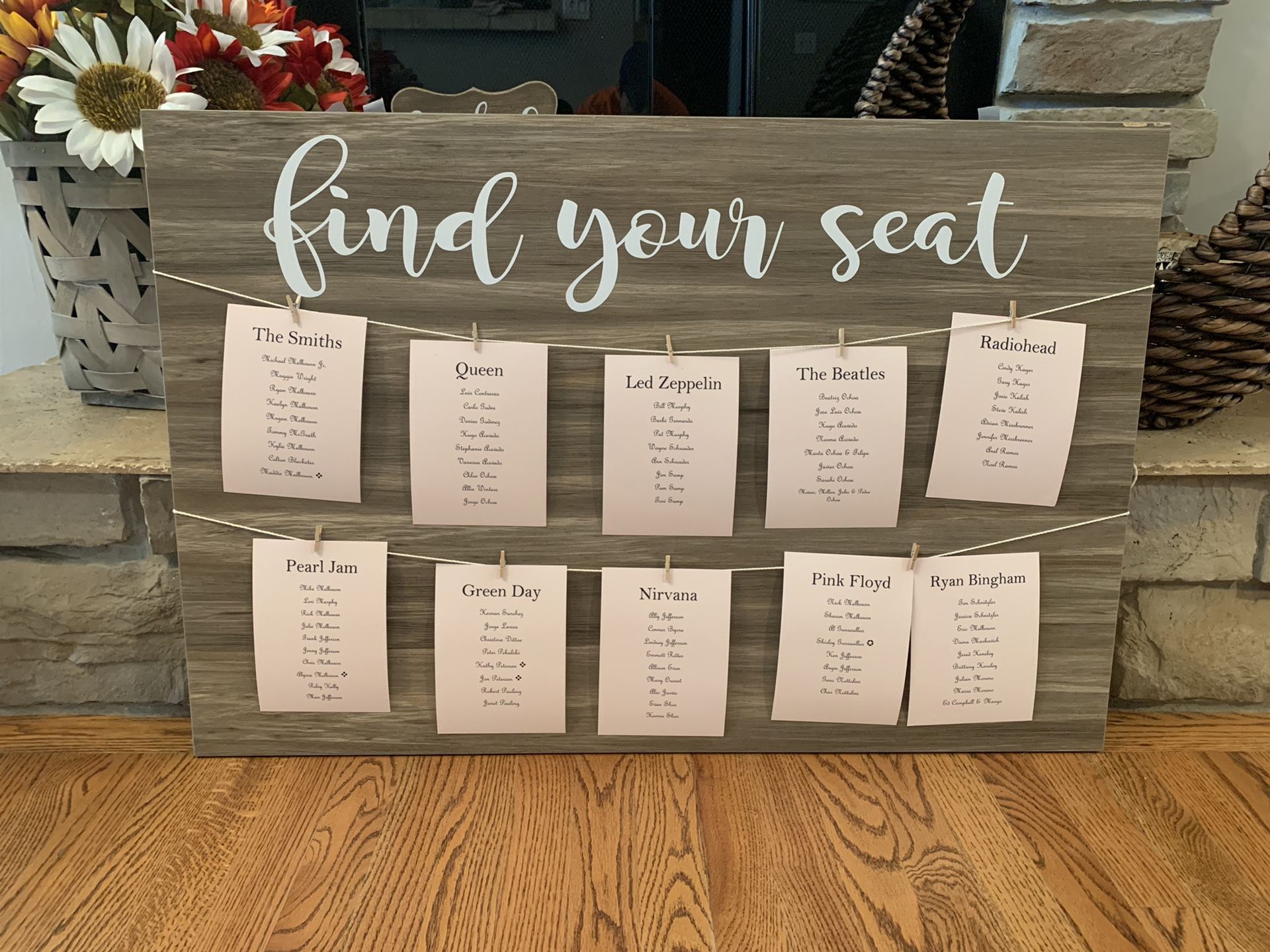 Wedding seating chart board