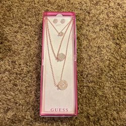 GUESS three necklaces and earrings 