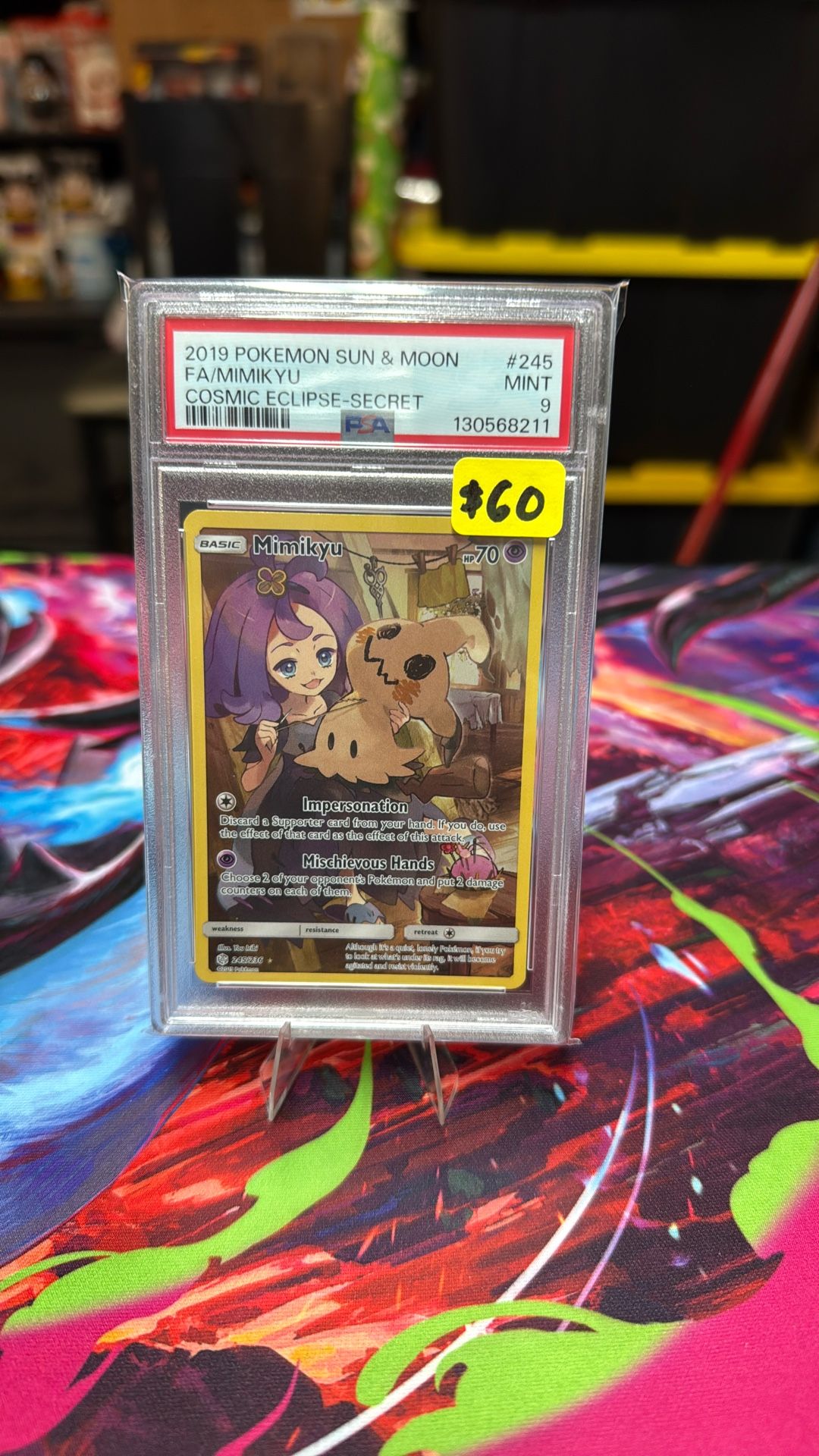PSA 9 2019 POKEMON SUN & MOON FA/MIMIKYU COSMIC ECLIPSE - SECRET