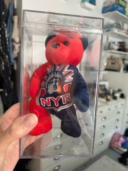 NY Ranger Beanie Baby in plastic display case