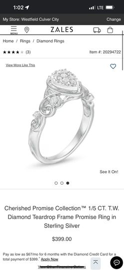 Cherished Promise Collection™ 1/5 CT. T.W. Diamond Teardrop Frame Promise Ring in Sterling Silver
