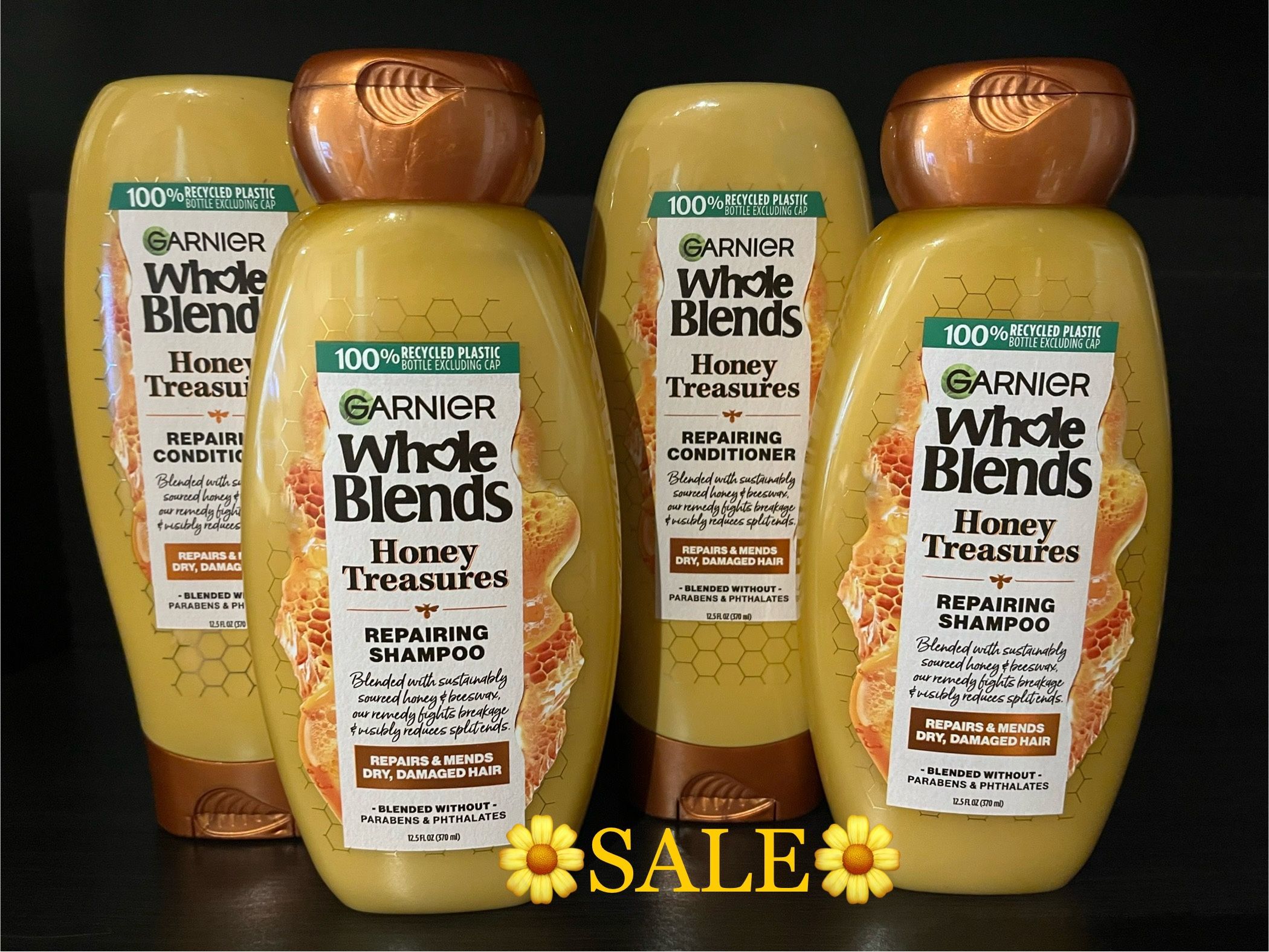 🛍GARNIER WHOLE BLENDS 🍯 HONEY SHAMPOO & CONDITIONERS (PACK OF 4)