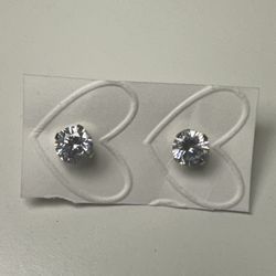 6mm Cubic Zirconia Silver Stud Earrings