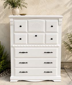 Cresthaven Cottage White Chest of Drawers | Solid Wood Tall Dresser