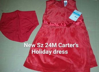 New Girls Sz 24M Carter's Red holiday Christmas dress nwt
