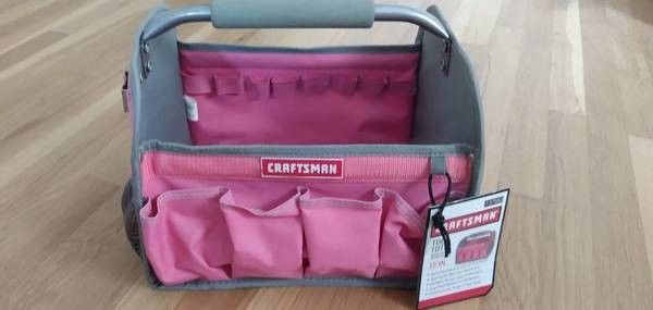 Craftsman Tote Tool Bag - Pink & Gray