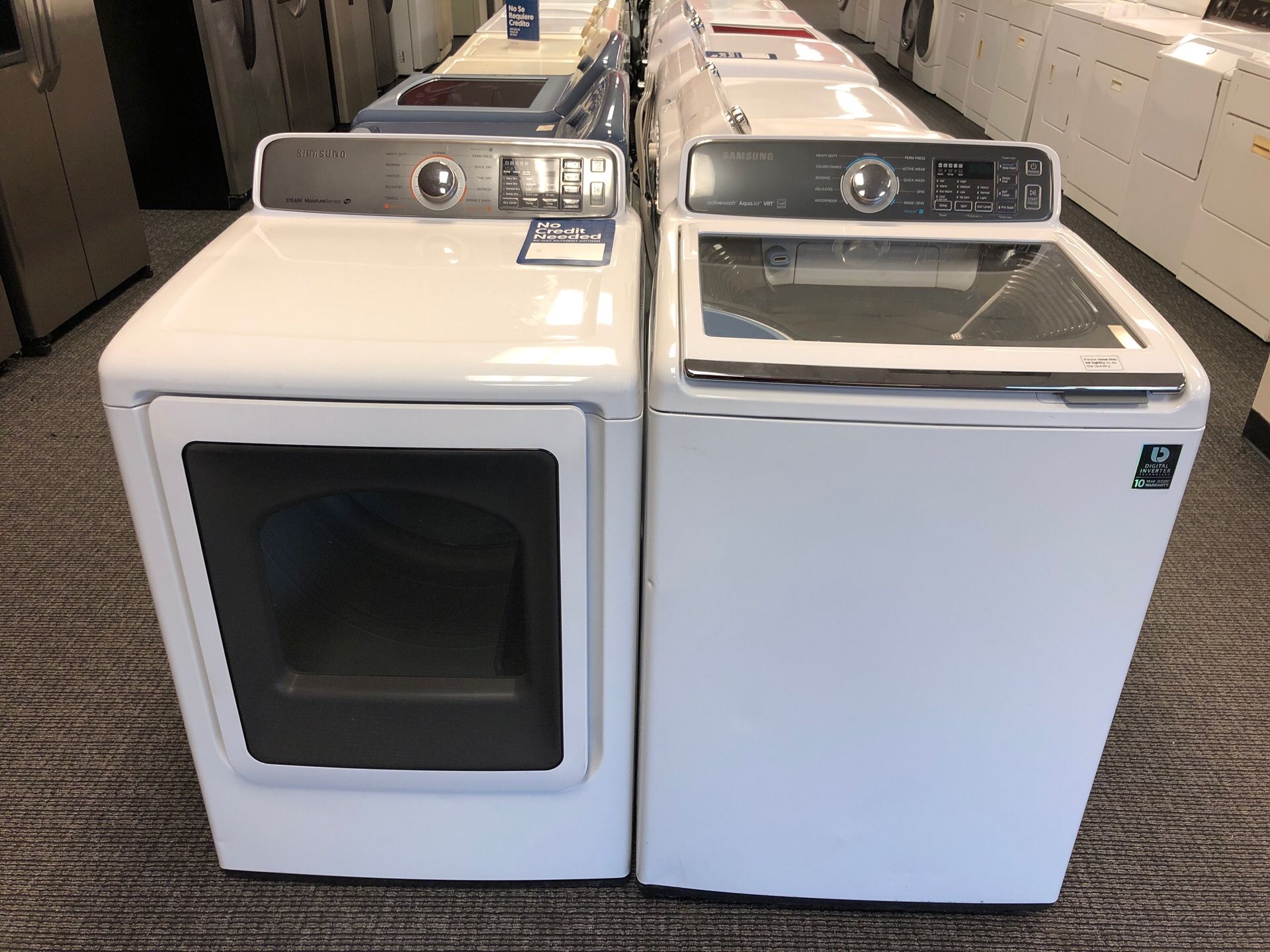 Set Samsung Steam MoistureSensor AquaJet VRT He Washer and Dryer for