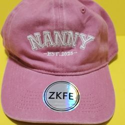 Nanny Est 2025 Pink Embroidered Baseball Cap