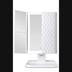 Makeup Mirror Vanity Mirror with Lights - 3 Color Lighting Modes 72 LED Trifold Mirror, Touch Control Design, 1x/2x/3x Magnification, Portable High De