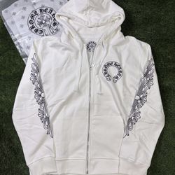 Chrome Hearts White Zipup Medium