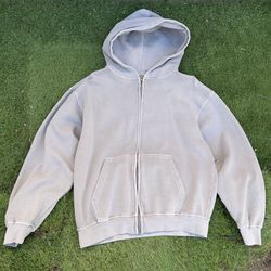 Light Charcoal Grey Zip Up Hoodie - M