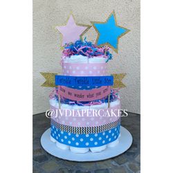 Gender reveal diaper cake great for baby showers