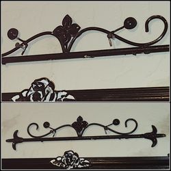 VINTAGE WROUGHT IRON METAL SCROLL WALL ACCENT TOPPER DECORATIVE PLAQUE SIGN HANGER HOME DECOR
